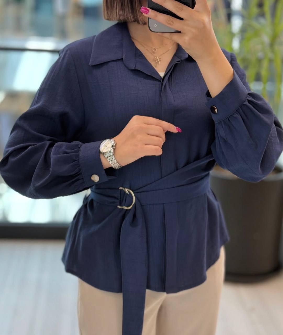 شومیز وارداتی کمر سگک دار